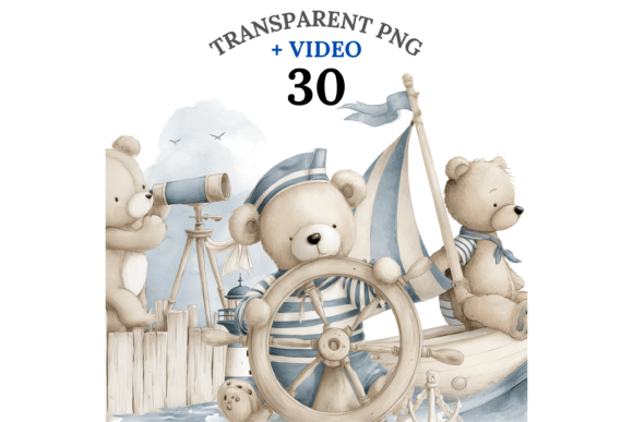 30 Nautical Teddy Bear Clipart for Coastal Projects
