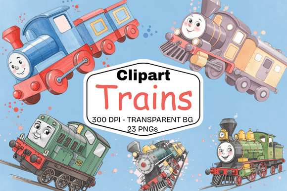 All Aboard the Creative Express with Watercolor Train Clipart