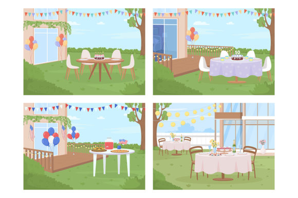 Backyard Party Arrangement Illustrations: Your Summertime Design Toolkit
