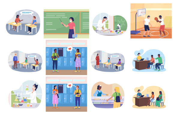Bringing Classrooms to Life with School 2D Vector Illustrations