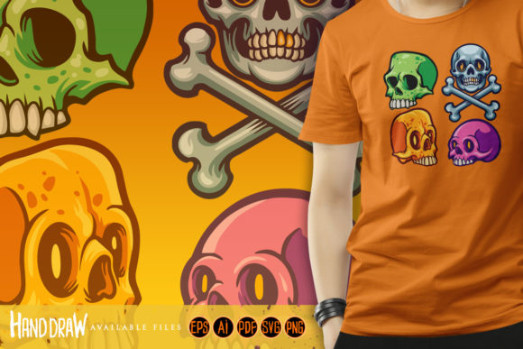 Cartoon Skull Set Colorful Illustrations: Beyond the Macabre