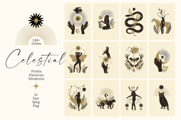 Celestial Illustrations & Patterns Collection: A Cosmic Toolkit for Modern Creatives