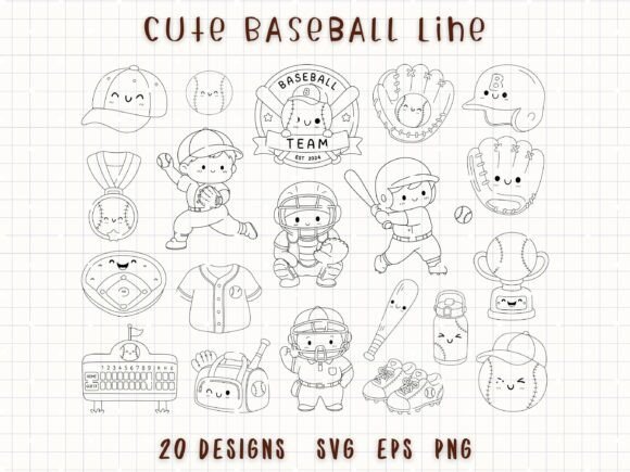 Cute Baseball Sport Line Art SVG: A Designer's Playbook