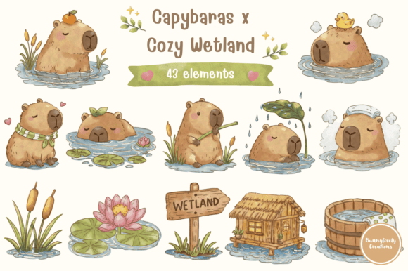 Cute Capybara Cozy Wetland Clipart: A Designer's Guide to Whimsical Charm