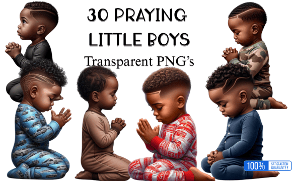 Designing with Faith: The 30 Praying Little Boys PNG Bundle