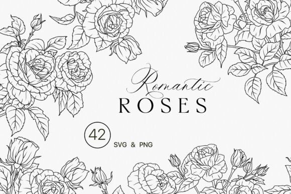 Elevate Your Brand with Rose Flower Line Art Clipart SVG