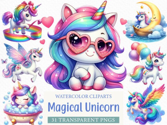 Enchanting Designs with Cute Magical Unicorn Clipart