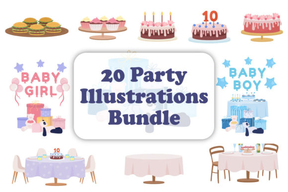 Party Objects Color Vector Illustrations: Your Design Toolkit