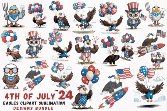 Stunning 4th of July Eagles Clipart for Your Designs