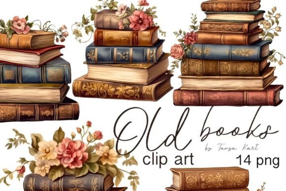 Timeless Charm: Vintage Book Clipart Bundle for Creative Projects