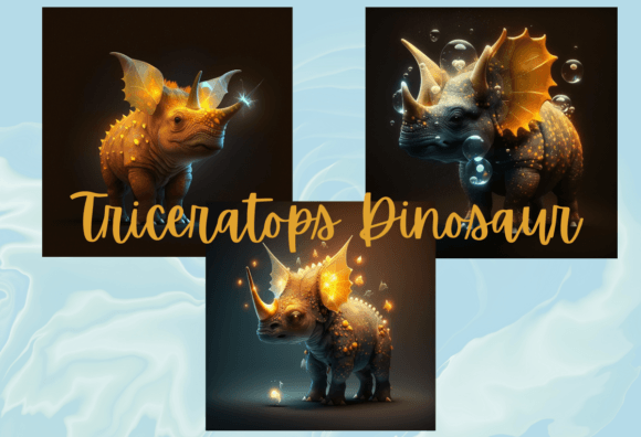 Triceratops Dinosaur Illustrations for Modern Design