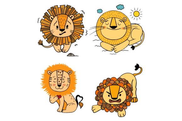 Unleashing Creativity with the Lion Illustrations Set