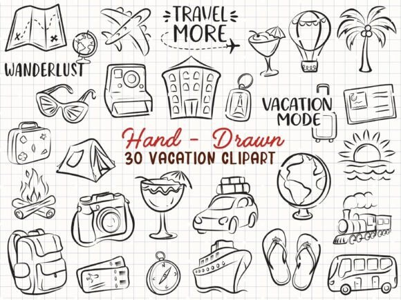 Vacation Svg Travel Clipart Doodle: Your Go-To Design Asset