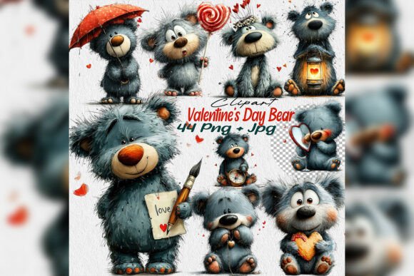Whimsical Gray Teddy Bear Valentine Clip: A Softer Approach to Love