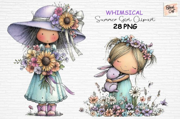Whimsical Summer Girl Clipart PNG: Sunshine for Your Designs