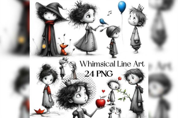 Whimsical Valentine Boys Line Art Clipart: A Modern Romantic Toolkit