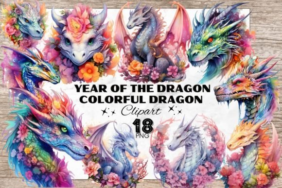 Year of the Dragon - Colorful Dragons: Vibrant Clipart for Bold Designs